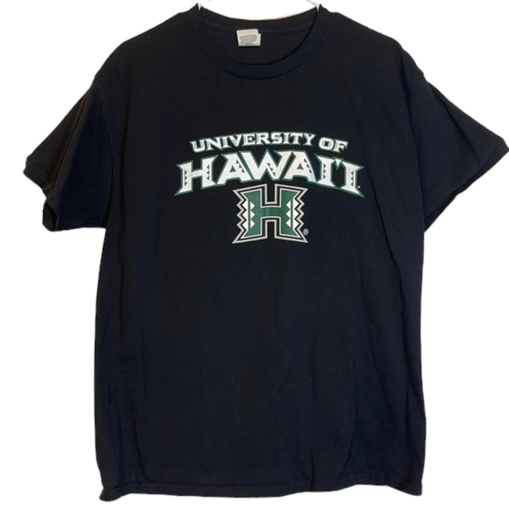 Hawaii Rainbow Warriors Rainbow Wahine Islands Black Green Shirt Size Large EUC